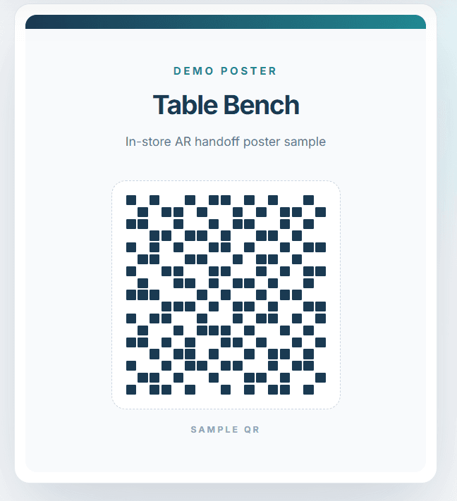 Demo poster with Table Bench title and sample QR code